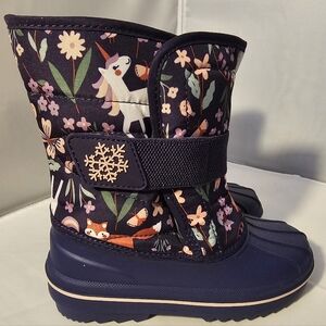 The Children's Place Kids' Unicorn Print Winter Boots Sz 11 Toddler
